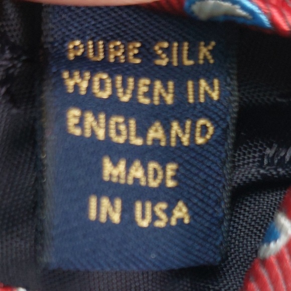 Brooks Brothers Makers Repp Tie Mens 60.75"x3.75" Red Blue Raindrops Pure Silk - Picture 5 of 5